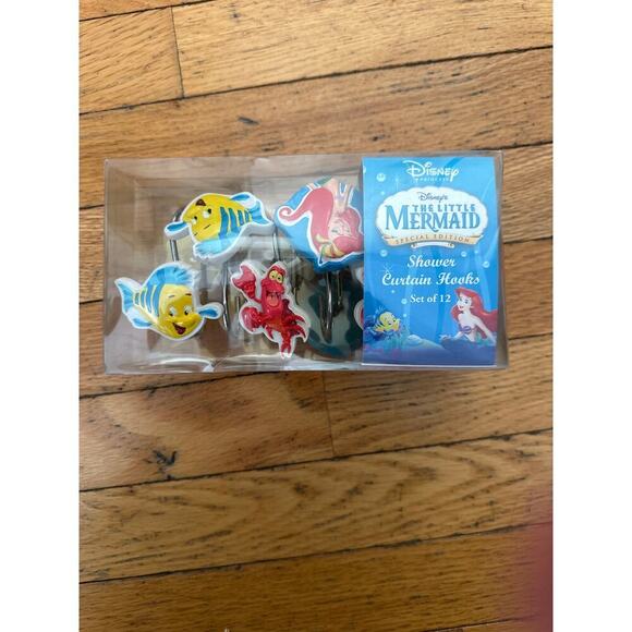 NEW Vintage Disney Shower Curtain Hooks 10 Little Mermaid Flounder Sebastian - Picture 1 of 4